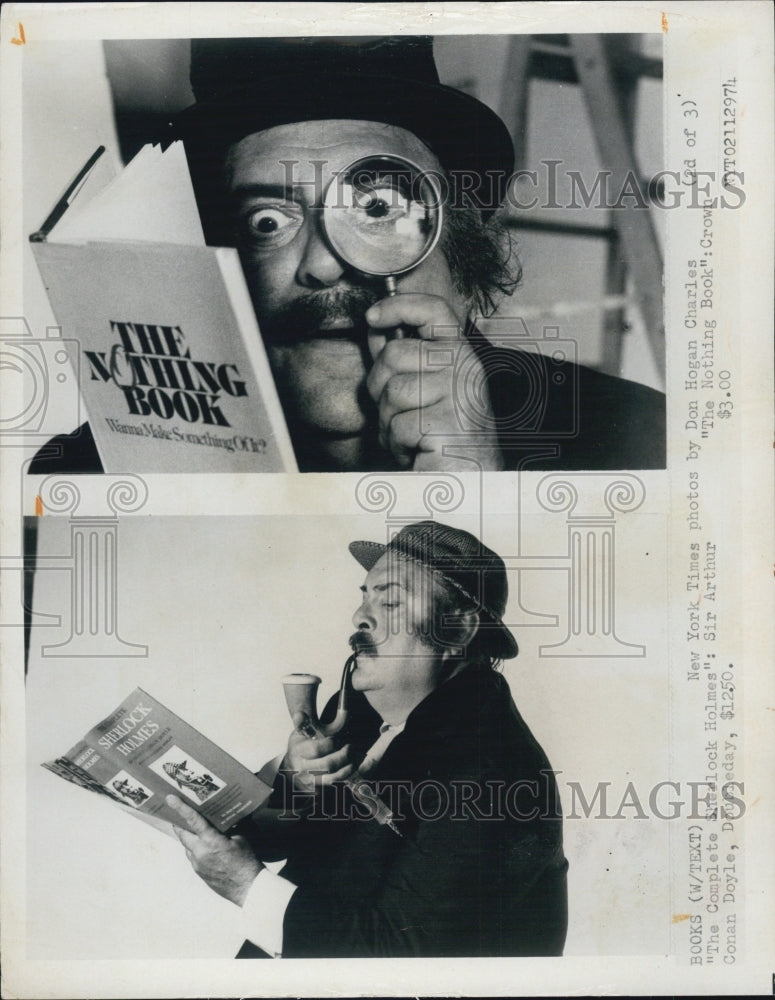 1974 Press Photo Book Reviewer Zero Mostel Looking at two books - RSJ11237 - Historic Images