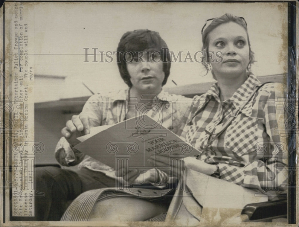 1972 Press Photo Entertainer Juliet Prowse and actor John McCook - RSJ12027 - Historic Images