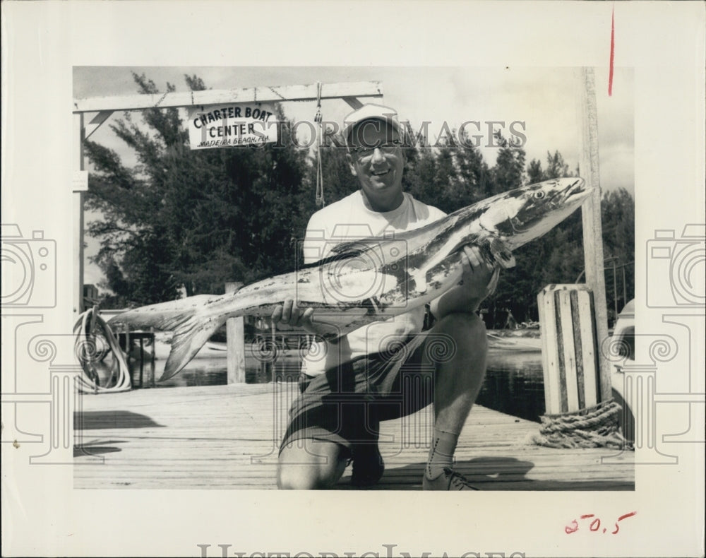 1960 Press Photo George Ritz caught a husky cobia aboard the Duchess II - Historic Images