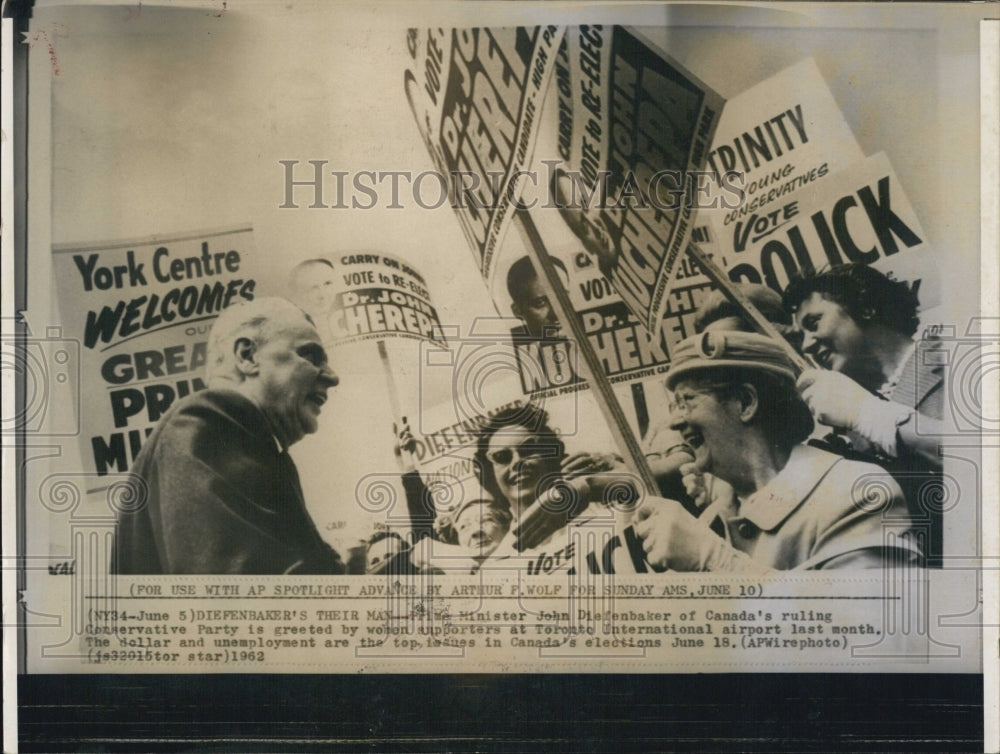 1962 Press Photo Prime Minister John Diefenbaker Canada Politician - Historic Images