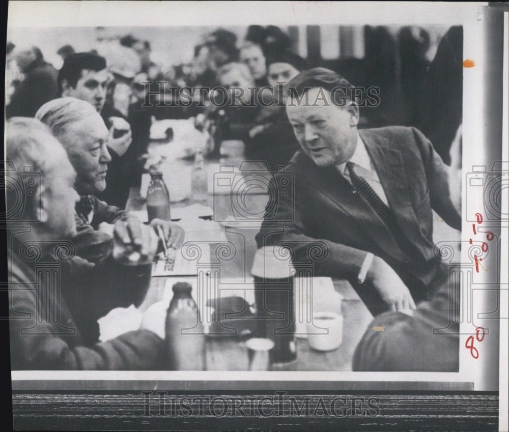 1966 Press Photo Jens Otto Krag Prime Minister Denmark Copenhagen Shipyard - Historic Images