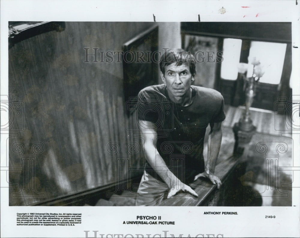 1986 Press Photo Actor Anthony Perkins as Norman Bates in &quot;Psycho II&quot; 2 - Historic Images