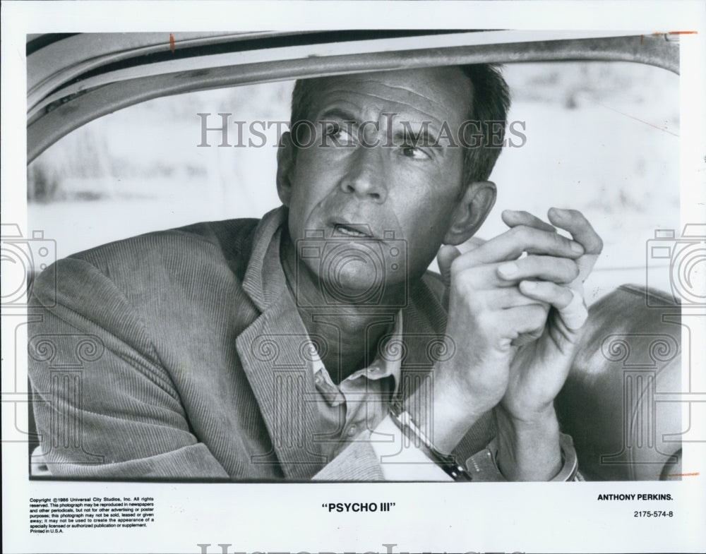 1986 Press Photo Anthony Perkins Actor Scene From Psycho III Horror Film Movie - Historic Images