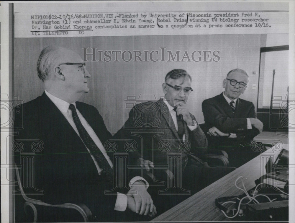 1968 Press Photo Dr. Gobind Khorana, win Nobel Prize UW biology researcher. - Historic Images