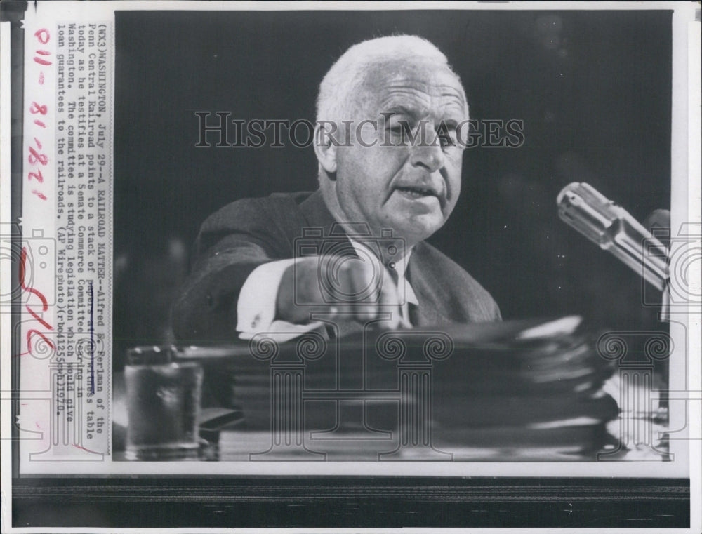 1970 Press Photo Alfred Perlman Penn Central Railroad - Historic Images