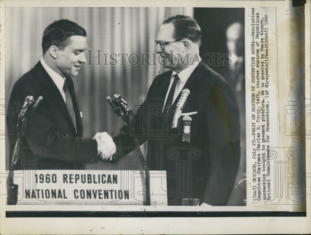 1960 Press Photo Senator Charles Percy &amp; Meade Alcorn - Historic Images