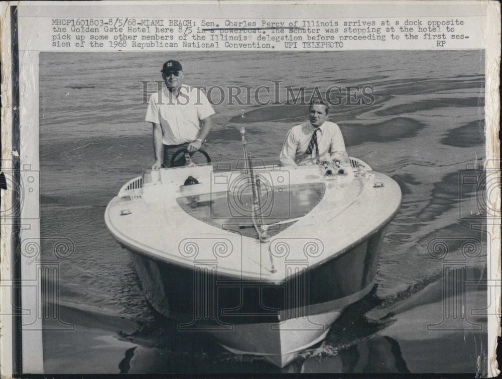 1968 Press Photo Sen Charles Percy of Ill in a powerboat - RSJ13685 - Historic Images