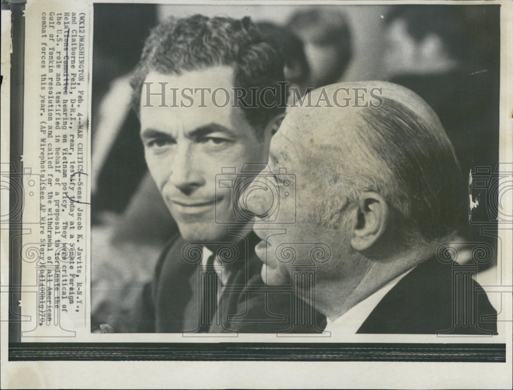 1970 Press Photo Senators Jacob K Javits N.Y &amp; Claiborne Pell R.I. - RSJ13705 - Historic Images