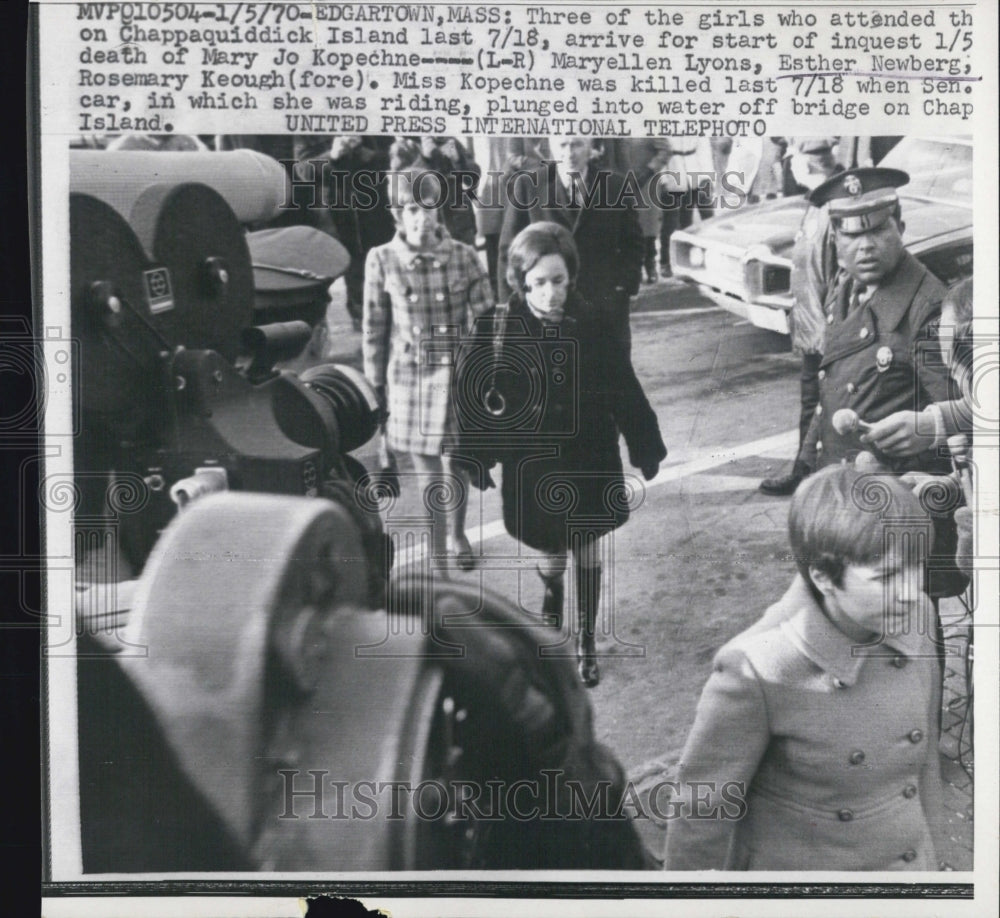 1970 M Lyons,E Newberg,&amp; R Keough at Inquest of Mary Jo Kopechne-Historic Images