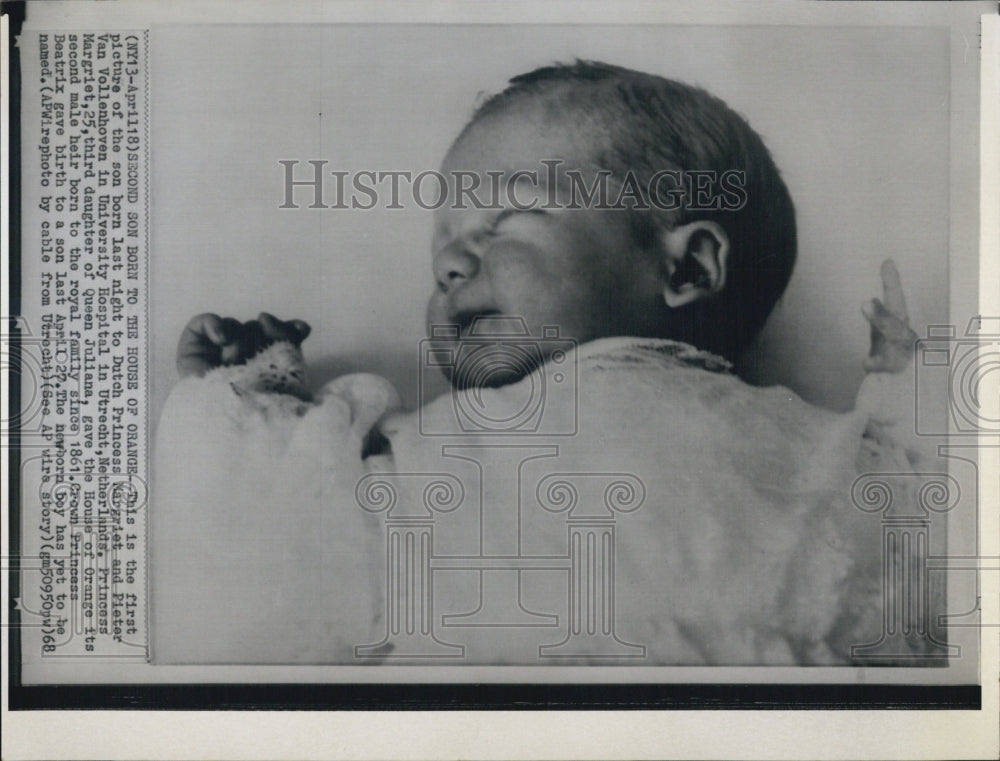 1968 Press Photo Son born to Dutch Princess Margriet and Pieter Van Vollenhoven - Historic Images