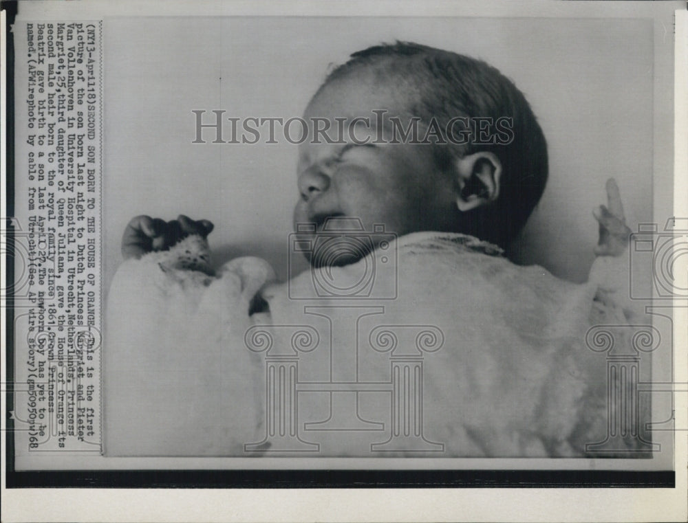 1968 Press Photo Son born to Dutch Princess Margriet and Pieter Van Vollenhoven - Historic Images