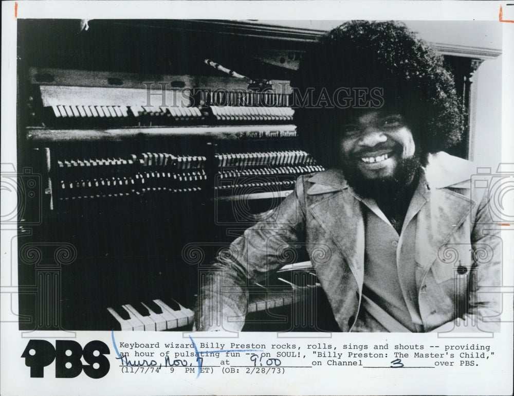 1974 Press Photo Keyboard musician Billy Preston - RSJ14395 - Historic Images