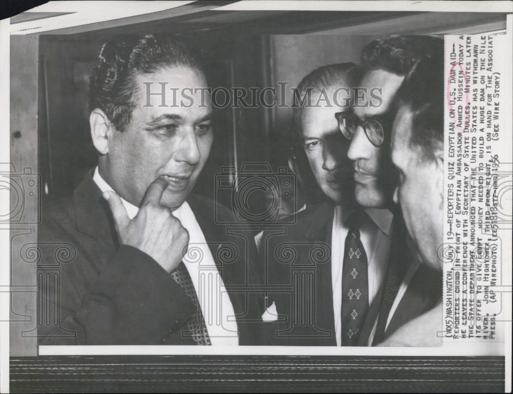 1956 Press Photo Egypt Amb Ahmed Hussein &amp; reporters - RSJ14439 - Historic Images