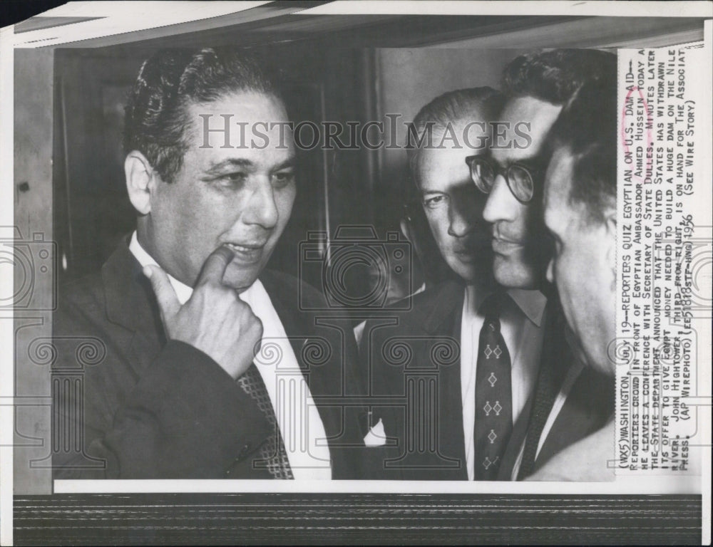 1956 Press Photo Egypt Amb Ahmed Hussein & reporters - RSJ14439 - Historic Images