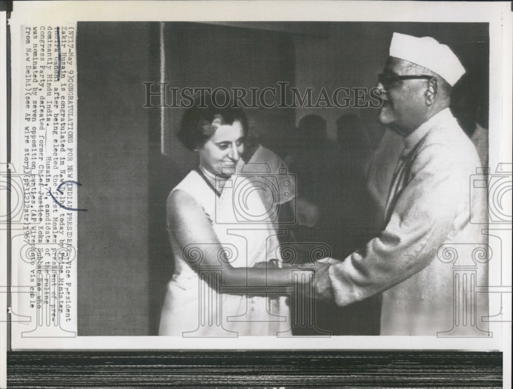1967 Press Photo Indian Vice President Zakir Husain Elected Prime Minister - Historic Images