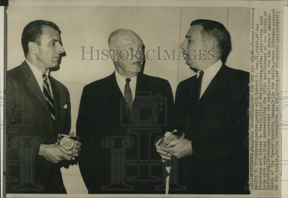 1963 Press Photo Dwight D Eisenhower with Robert Lee and George Meade - Historic Images