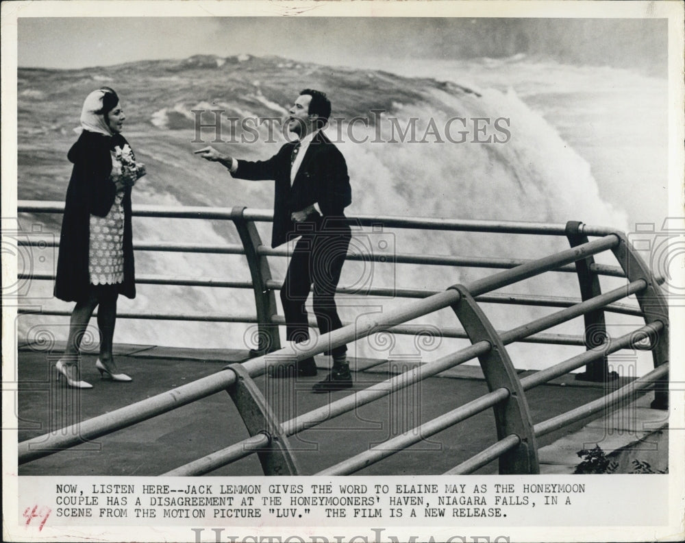 1967 Press Photo Actor Jack Lemon Actress Elaine May Movie Luv - Historic Images