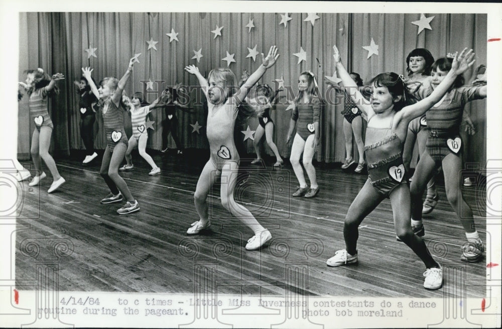 1984 Press Photo Little Miss Inverness Pageant Contestants Dance Routine - Historic Images