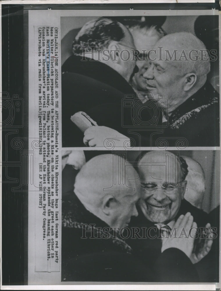 1963 Press Photo Nikita Krushchev of the Soviet Union and Walter Ulbricht - Historic Images