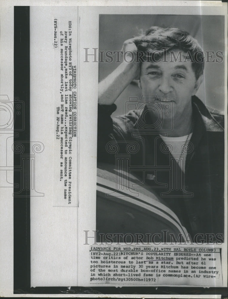 1972 Press Photo Actor Robert Mitchum Has Become One Of The Most Durable Stars - Historic Images