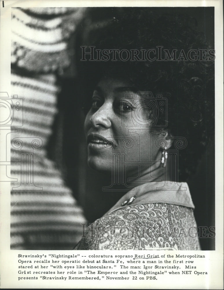 1971 Press Photo Soprano Singer Reri Grist Recalls Operatic Debut At Santa Fe - Historic Images