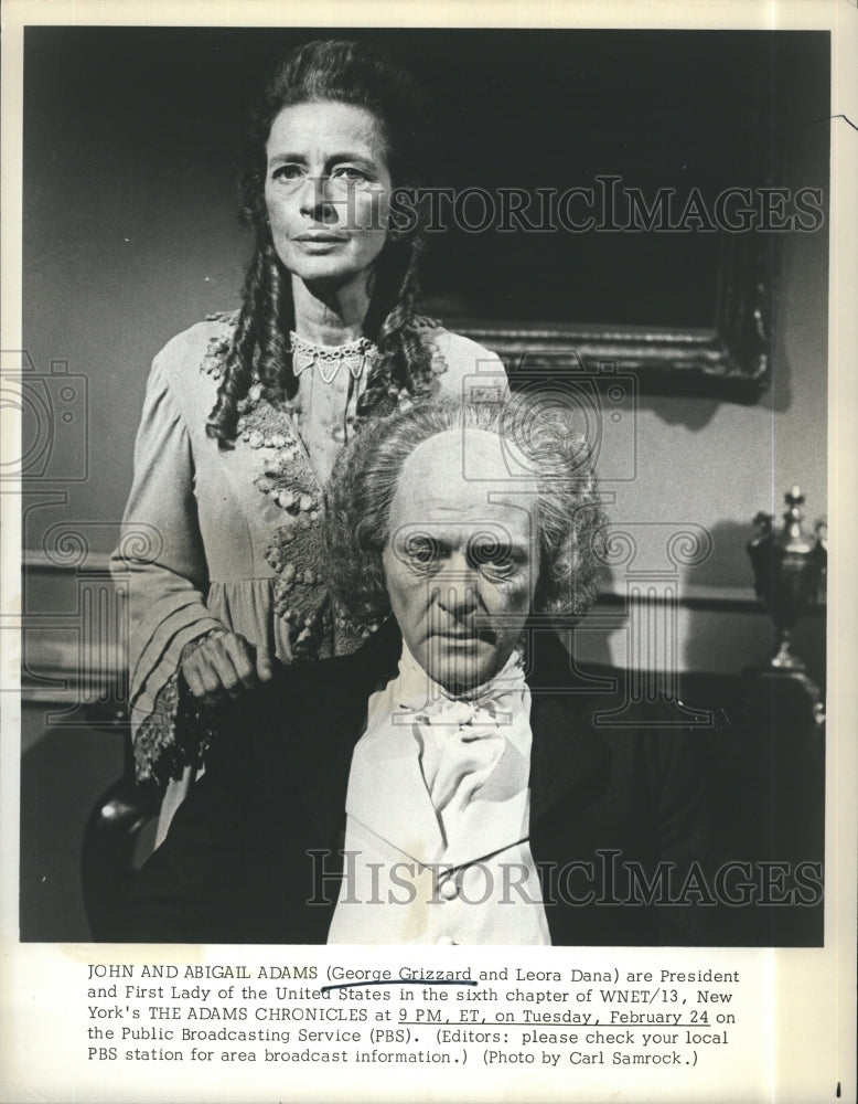 Press Photo Actor George Grizzard &amp; Actress Leora Dana In The Adams Chronicles - Historic Images