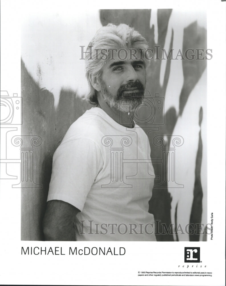 1990 Press Photo Singer Michael McDonald Reprise Record Label - Historic Images