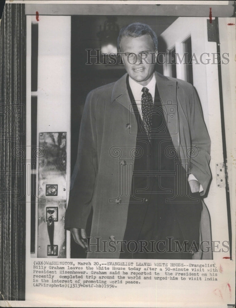 1956 Press Photo Evangelist Billy Graham Leaving The White House - RSJ17557 - Historic Images