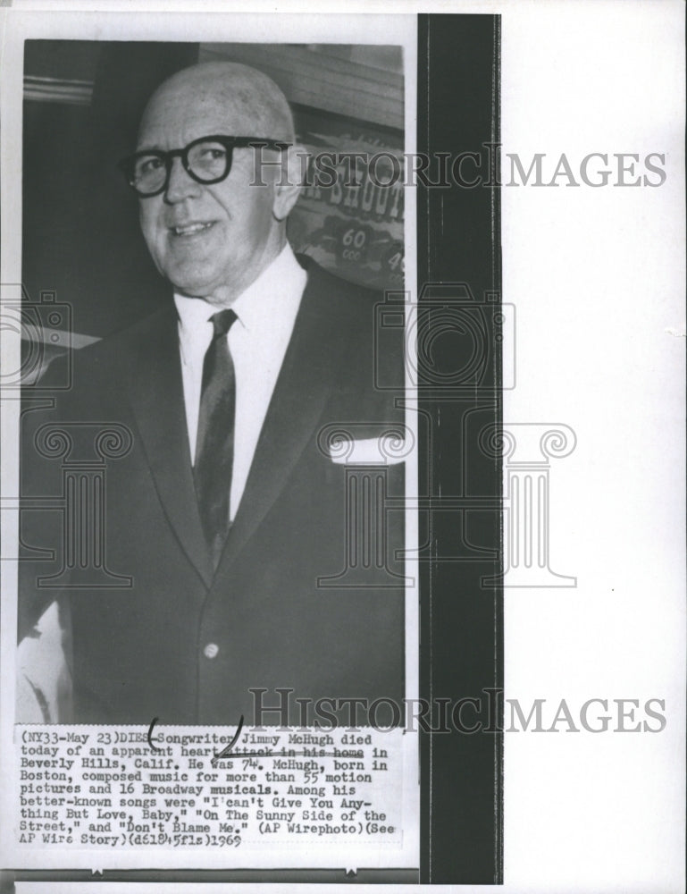 1969 Press Photo Songwriter Jimmy McHugh Dies Of Heart Attack - RSJ17727 - Historic Images