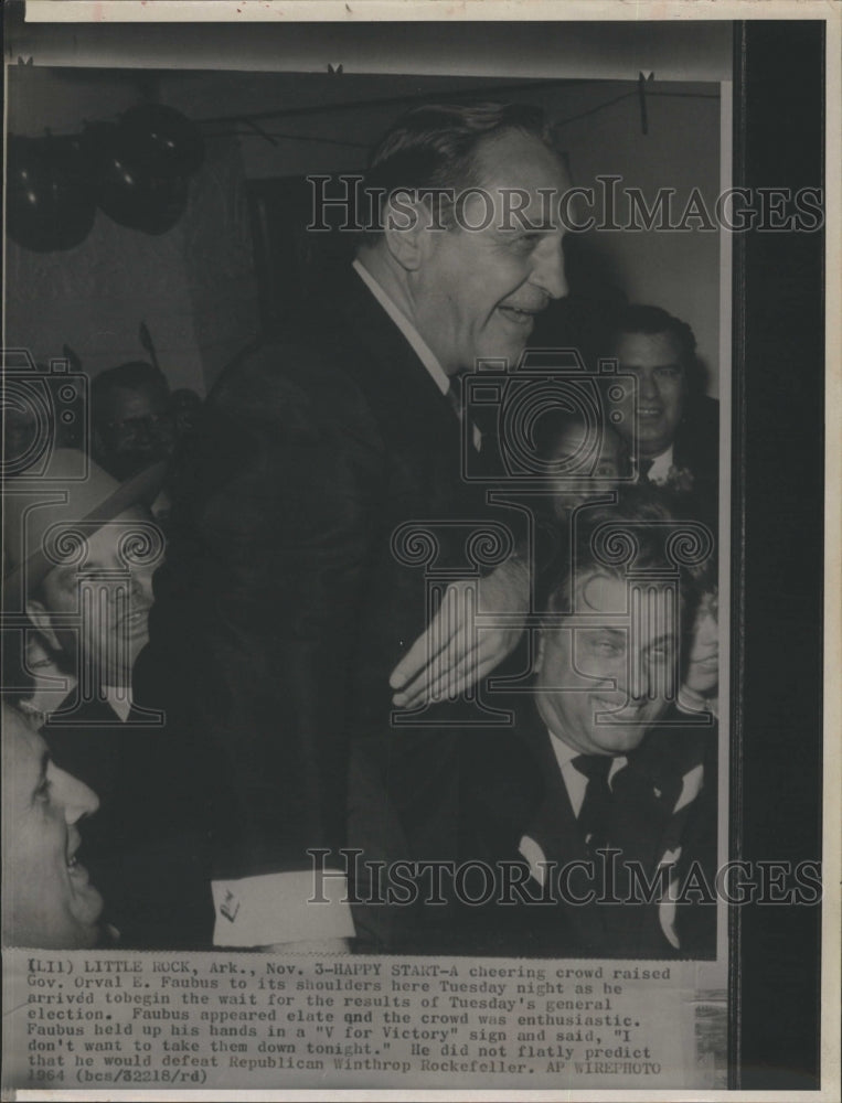 1964 Press Photo Arkansas Governor Orval Faubus Election Results Party - Historic Images