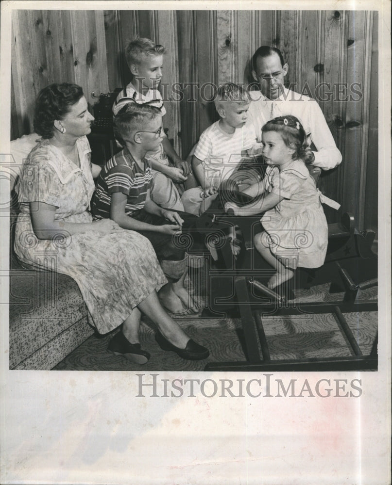 1957 Rev. Warren Reading Story From God Loves You By Peter Marshall - Historic Images