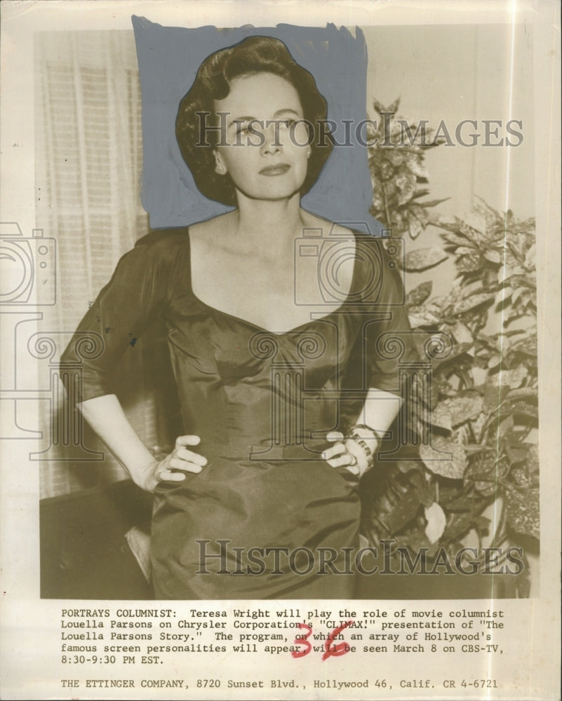 Press Photo Teresa Wright in &quot;The Louella Parsons Story&quot; - Historic Images