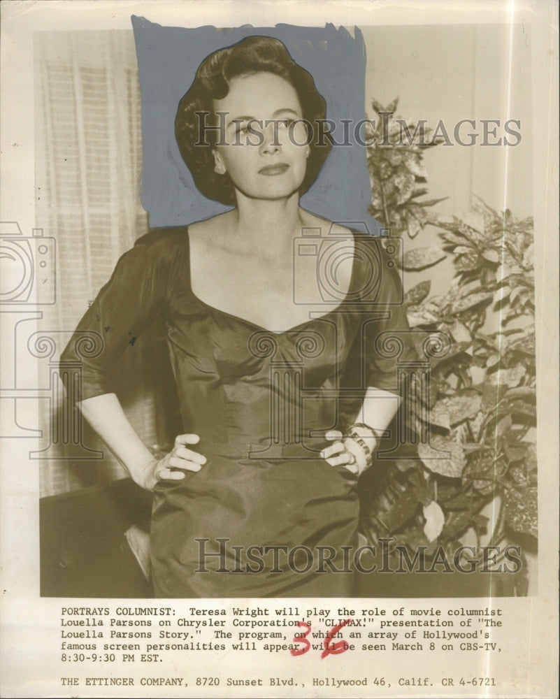 Press Photo Teresa Wright in "The Louella Parsons Story" - Historic Images
