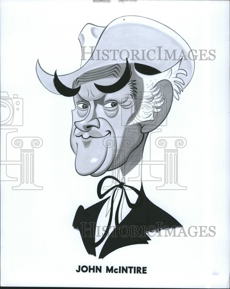 1970 Press Photo Actor John McIntire Caricature Drawing - Historic Images