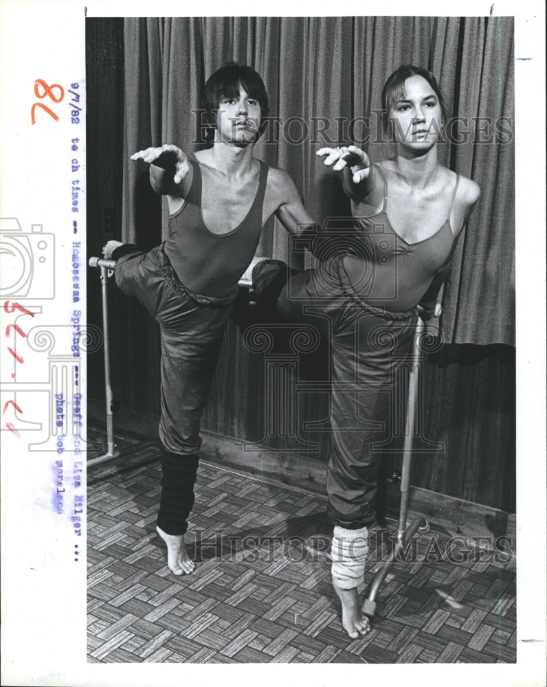 1982 Press Photo Dancers Geoff and Lisa Hilger. - Historic Images