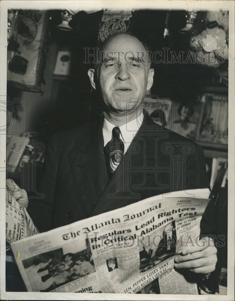 1950 Press Photo Senator Lister Hill Enroute To Washington From Montgomery - Historic Images