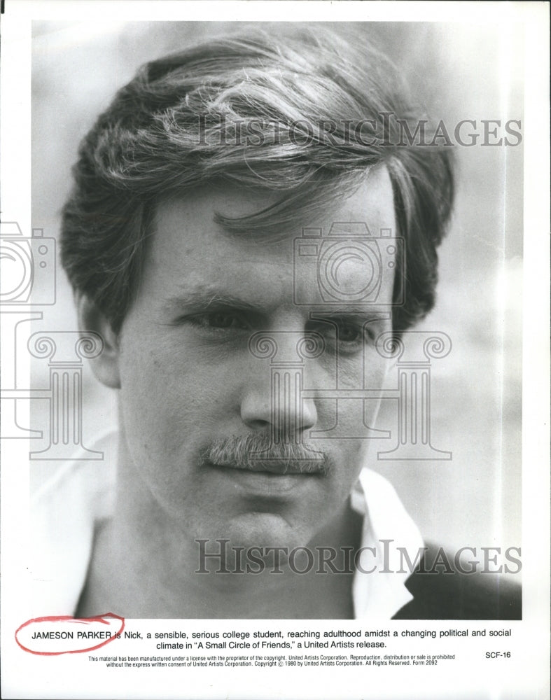 Press Photo James Parker as Nick in Small Circle of friends. - Historic Images