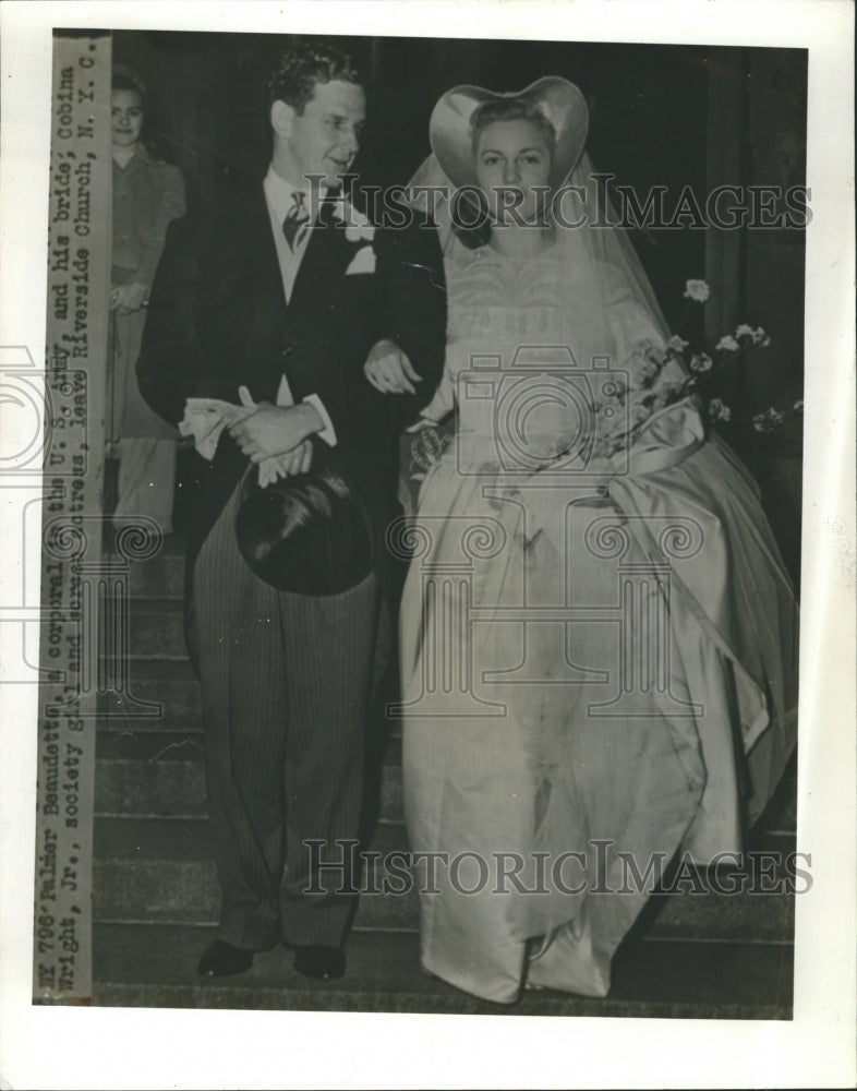 Press Photo Palmer Beaudette of US Army marries Cobina Wright,actress,society - Historic Images