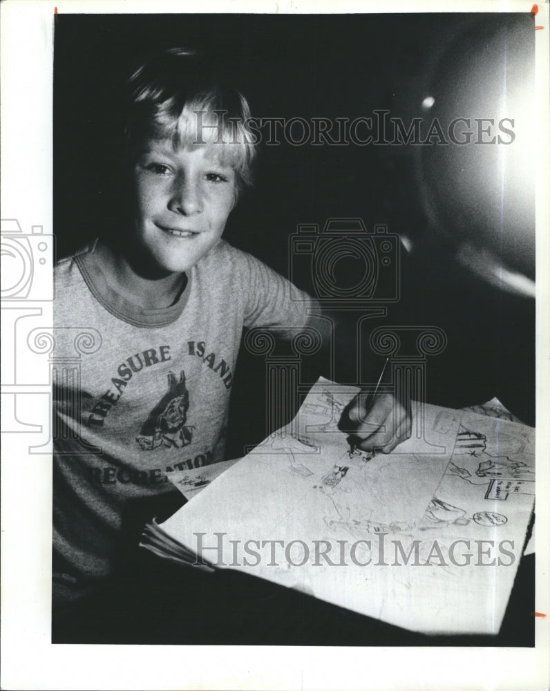 1980 Robert Griffith,young aspiring cartoonist - Historic Images