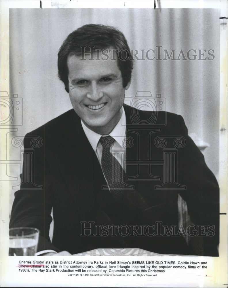 1980 Press Photo Actor Charles Grodin starts in the film, &quot;Seems Like Old Times&quot; - Historic Images