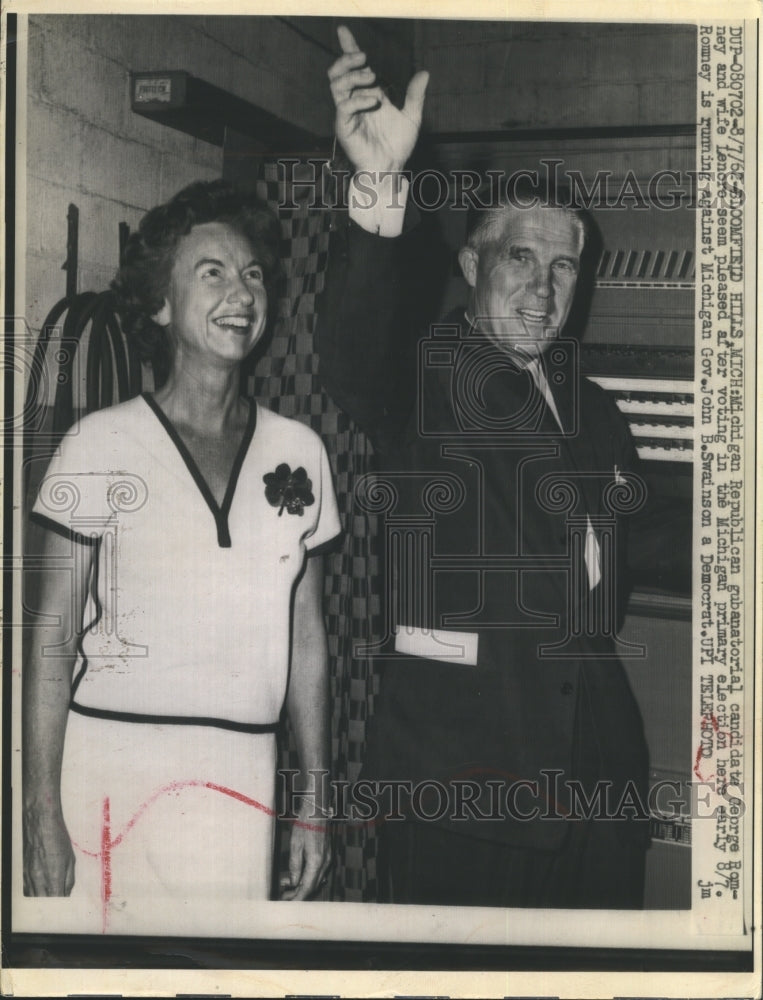 1962 Press Photo Michigan Governor Candidate George Romney Wife Lenore - Historic Images