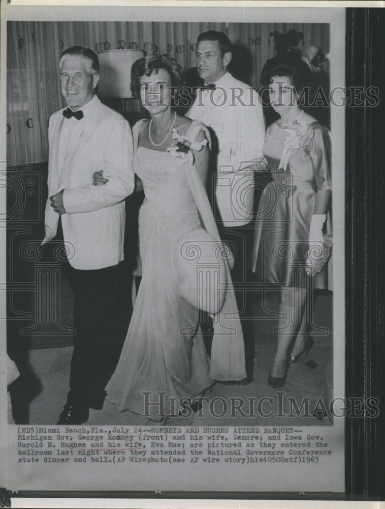 1963 Press Photo Michigan Gov. George Romney Lenore Wife National Governors Conf - Historic Images