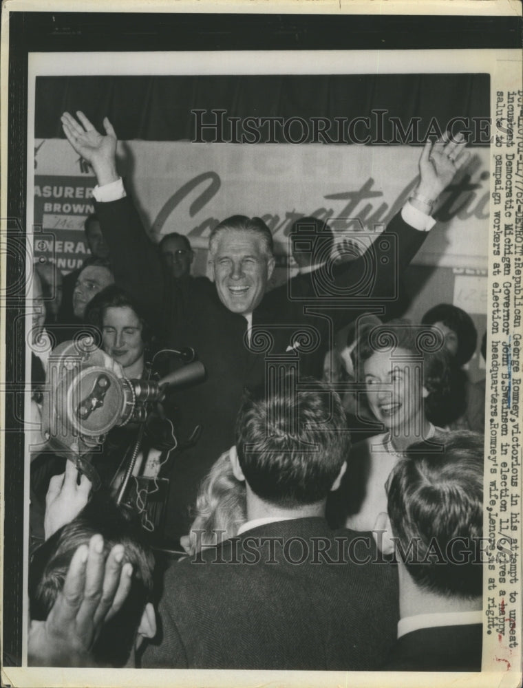 1963 Press Photo Republican George Romney Victorious In Michigan Gov. Election - Historic Images