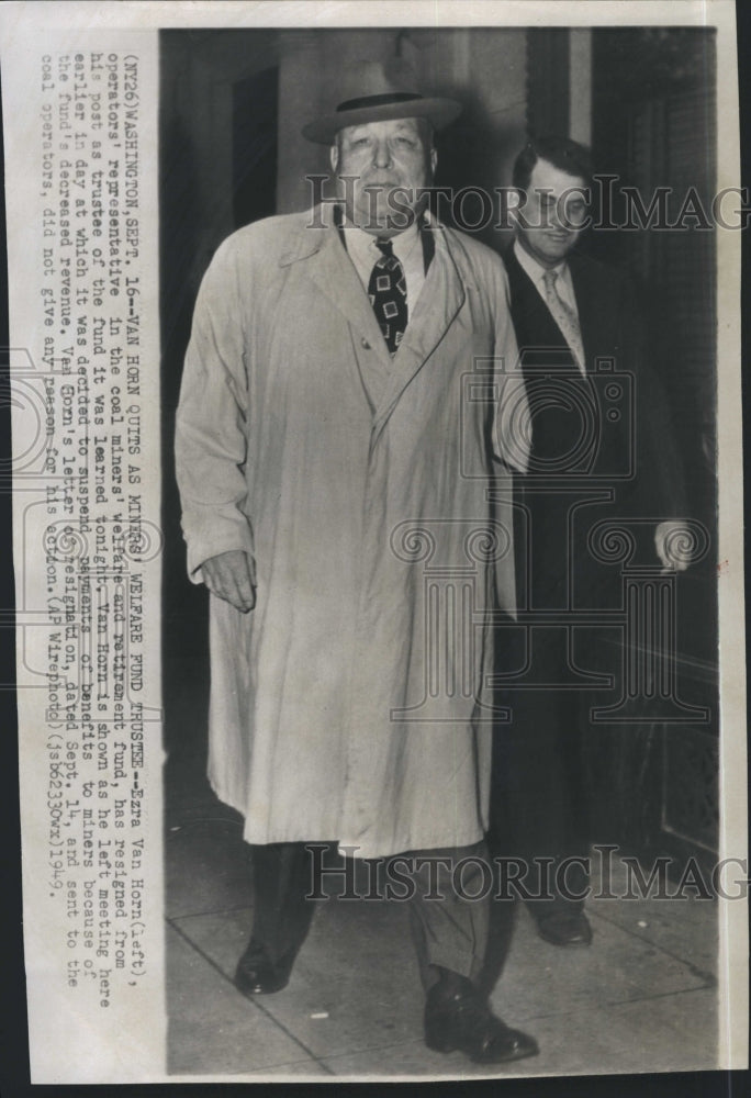 1949 Press Photo Ezra Van Horn Resigns As Miners&#39; Welfare Fund Trustee - Historic Images