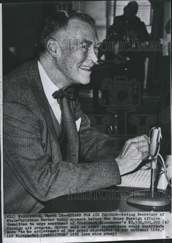 1959 Press Photo Christian Herter, Secretary of State - Historic Images