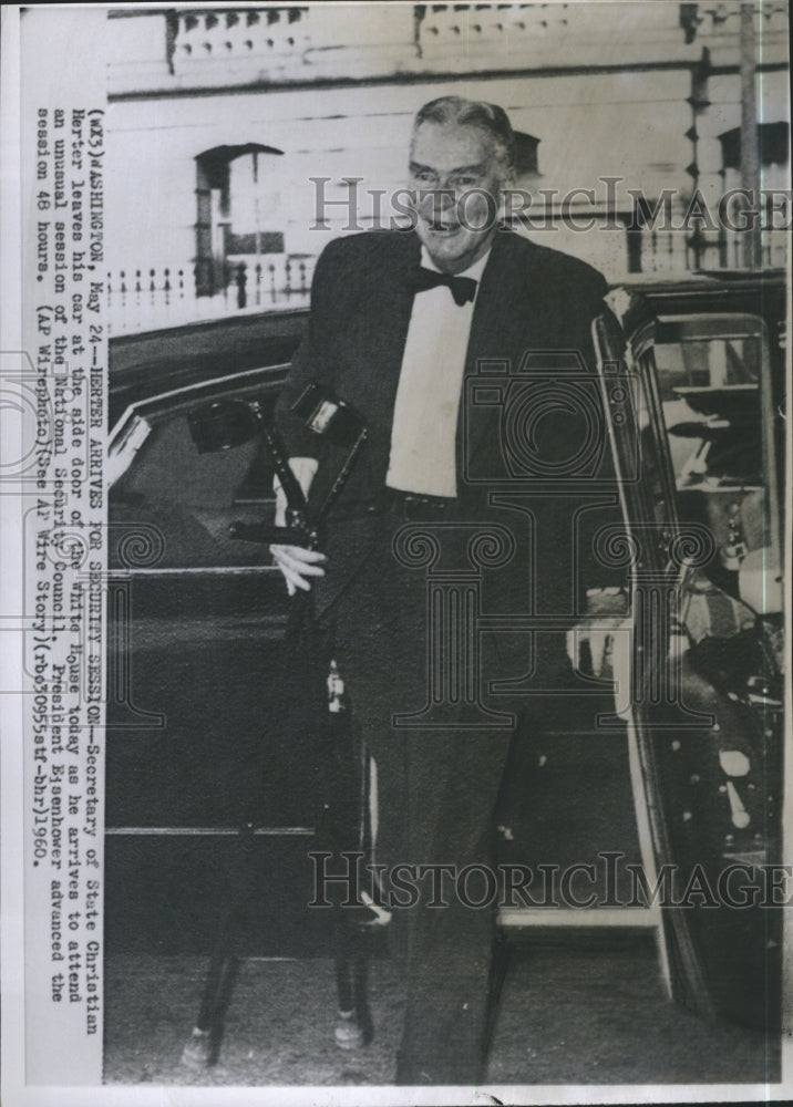1960 Press Photo Christian Herter, Secretary of State - Historic Images