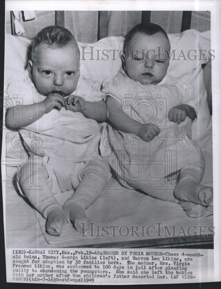 1949 Press Photo Four month old twins abandoned by their Mother Virgie Likins - Historic Images