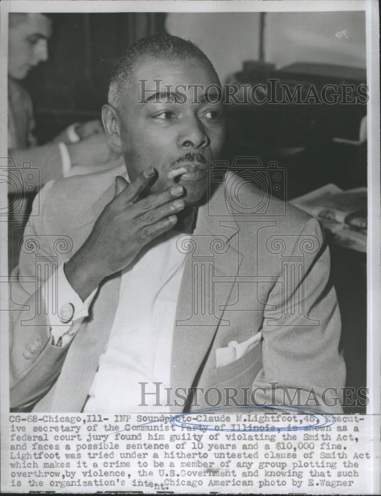 1955 Press Photo Claude Lightfoot, Executive Sec.of Communist Party of Illinois - Historic Images