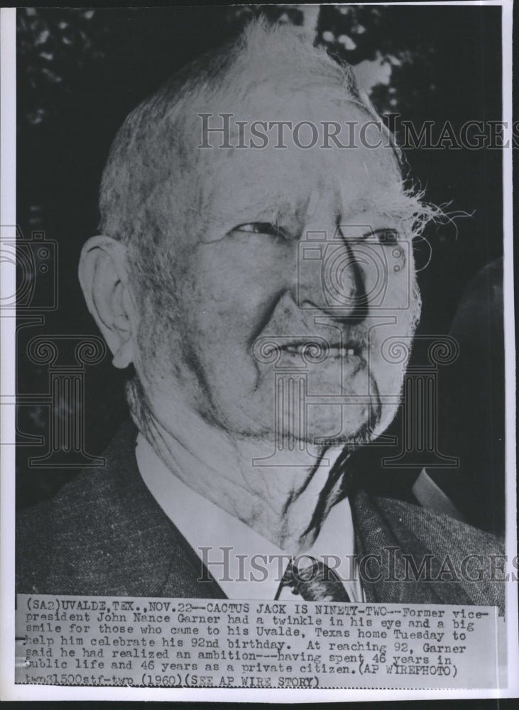 1960 Press Photo Former Vice President John Garner Age 92 - Historic Images