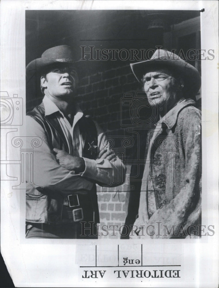 1973 Press Photo James Garner Jack Elam Actors - Historic Images